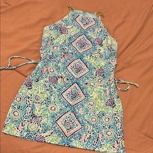 New Lilly Pulitzer Colorful Halter Dress skort with Geometric Pattern xs